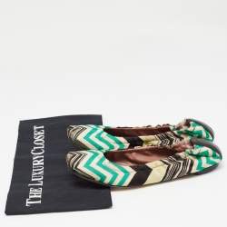 Pre Owned Missoni Multicolor Lurex Fabric Scrunch Ballet Flats Size 37    