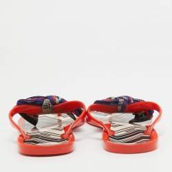 Pre Owned Missoni Orange Jelly Bow Thong Flat Sandals Size 37