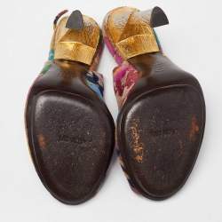 Pre Owned Missoni Multicolor Velvet Peep Toe Slingback Sandals Size 39.5