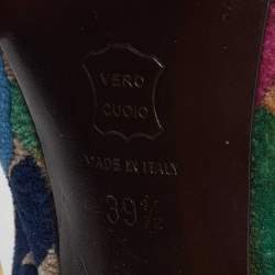 Pre Owned Missoni Multicolor Velvet Peep Toe Slingback Sandals Size 39.5