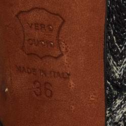 Pre Owned Missoni Black Embellished Patterned Knit Fabric and Leather Ankle Strap Sandals Size 36