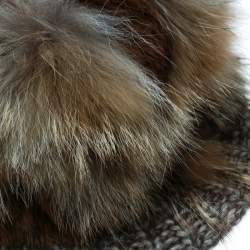 Missoni Brown Coyote and Rabbit Fur Newsboy Cap Size M