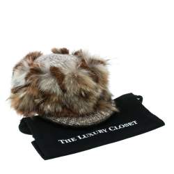 Missoni Brown Coyote and Rabbit Fur Newsboy Cap Size M