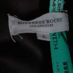 Mistress Rocks Metallic Silver Synthetic Zip Front Biker Jacket L