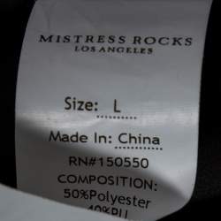 Mistress Rocks Metallic Silver Synthetic Zip Front Biker Jacket L