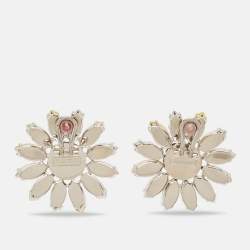 Miu Miu Composite Crystals Silver Tone Clip-On Earrings 