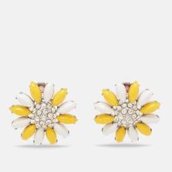 Miu Miu Composite Crystals Silver Tone Clip-On Earrings 