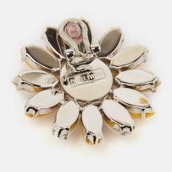 Miu Miu Composite Crystals Silver Tone Clip-On Earrings 