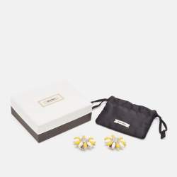 Miu Miu Composite Crystals Silver Tone Clip-On Earrings 