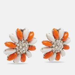 Miu Miu Composite Crystals Silver Tone Earrings