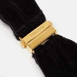 Miu Miu Blac Cameo Composite Velvet Gold Tone Necklace