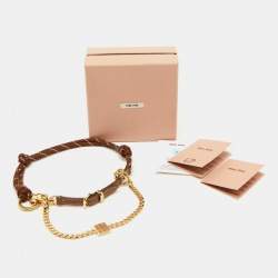 Miu Miu Brown Leather, Cord and Metal Trick Bag Charm