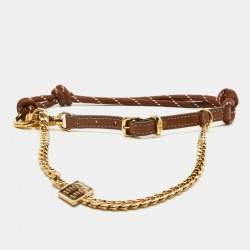 Miu Miu Brown Leather, Cord and Metal Trick Bag Charm