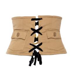Miu Miu Light Brown Cotton Lace Up Corset Belt 