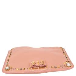 Miu Miu Pink Leather Studded iPad Case