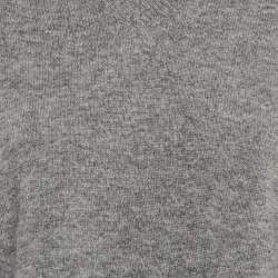 Miu Miu Grey Wool Knit V-Neck Crop Sweater S