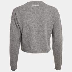 Miu Miu Grey Wool Knit V-Neck Crop Sweater S