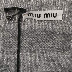Miu Miu Grey Wool Knit V-Neck Crop Sweater S