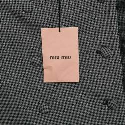 Miu Miu Grey Checks Tulle Trim Wool Mini Dress S