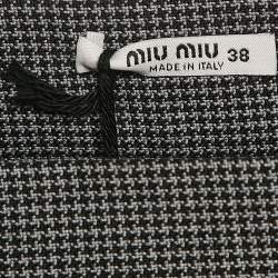 Miu Miu Grey Checks Tulle Trim Wool Mini Dress S