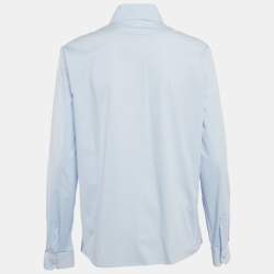 Miu Miu Blue Stretch Poplin Cat Applique Button Front Shirt S
