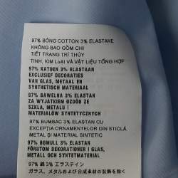 Miu Miu Blue Stretch Poplin Cat Applique Button Front Shirt S