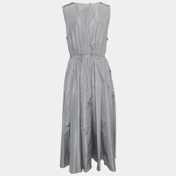 Miu Miu Grey Synthetic Zip-Up Sleeveless Midi Dress M