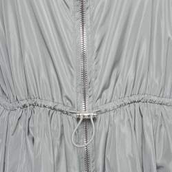 Miu Miu Grey Synthetic Zip-Up Sleeveless Midi Dress M