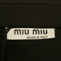 Pre Owned Miu Miu Black Logo Side Trim Jersey Crop Track Jacket M