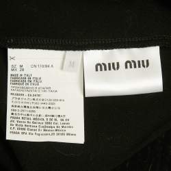 Pre Owned Miu Miu Black Logo Side Trim Jersey Crop Track Jacket M