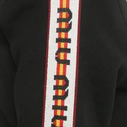Pre Owned Miu Miu Black Logo Side Trim Jersey Crop Track Jacket M