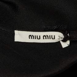 Pre Owned Miu Miu Black Silk Lace Detail Wrap Around Mini Dress XS