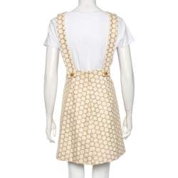 Miu Miu Cream Patterned Cotton Dungaree Mini Dress M 