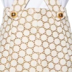 Miu Miu Cream Patterned Cotton Dungaree Mini Dress M 