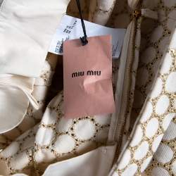 Miu Miu Cream Patterned Cotton Dungaree Mini Dress M 