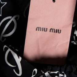 Miu Miu Black Galaxy Printed Silk Button Front Sleeveless Crop Top S
