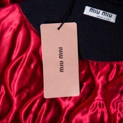 Miu Miu Black Wool & Leather Paneled Fox & Roy Appliqued Varsity Jacket XS