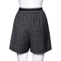 Miu Miu Grey Prince of Wales Check Wool Shorts S