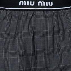 Miu Miu Grey Prince of Wales Check Wool Shorts S