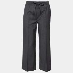 Miu Miu Grey Wool Pantaloni Drawstring Trouser S