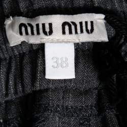 Miu Miu Grey Wool Pantaloni Drawstring Trouser S