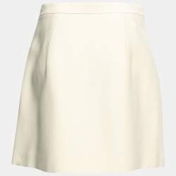 Miu Miu Cream Crepe Bow Detail Cady Mini Skirt M