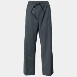 Miu Miu Dark Grey Wool Blend Elasticized Waist Trousers M