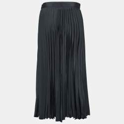 Miu Miu Black Plisse Pleated Crepe Midi Skirt M