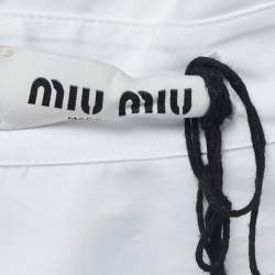 Miu Miu White Cotton Cropped Long Sleeve Shirt S