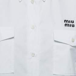 Miu Miu White Cotton Cropped Long Sleeve Shirt S