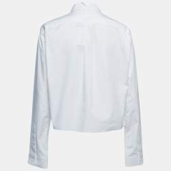 Miu Miu White Cotton Cropped Long Sleeve Shirt S