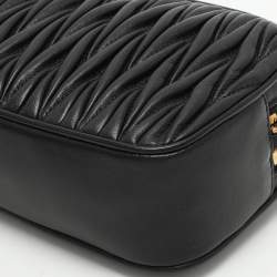 Miu Miu Black Matelasse Leather Zip Crossbody Bag