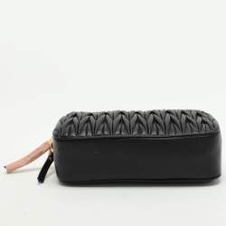 Miu Miu Black Matelasse Leather Zip Crossbody Bag
