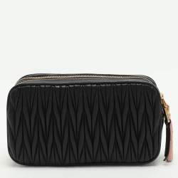 Miu Miu Black Matelasse Leather Zip Crossbody Bag